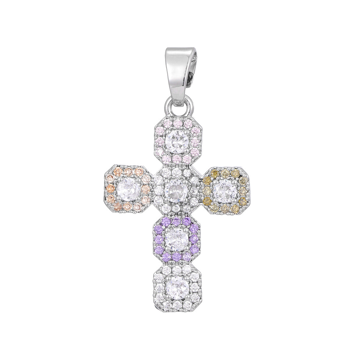 Fashionable Personalized Cross Pendant With Colorful Zircon