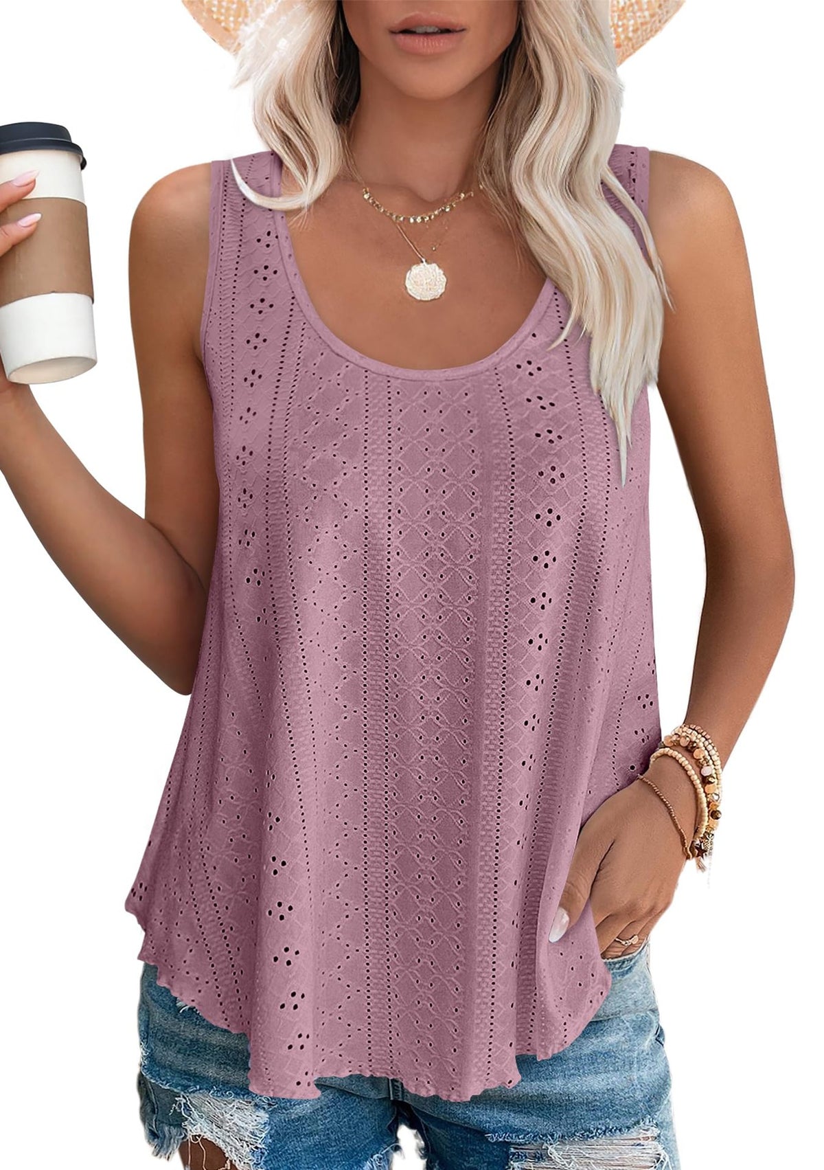 Crew-neck Loose-fitting Sleeveless T-shirt Top