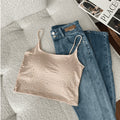 Womens High-waisted Midriff-baring Top With A Square Neckline Featuring A Double-layer Mesh Design