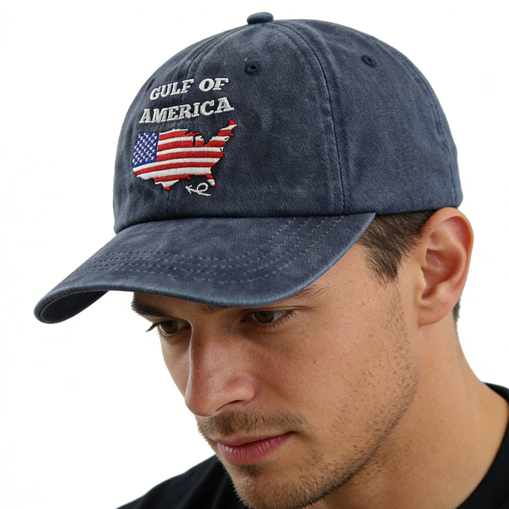 2pcs Gulf Of America Hat For Men Women, American Flag Gulf Of Mexico Hat, USA Patriotic Decorations Baseball Cap, Birthday Gifts For Dad Mom Friend Veteran