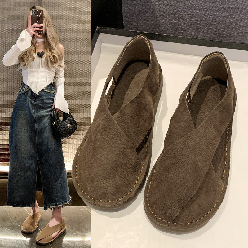 Womens Round-toe Slip-on Roman Fisherman Sandals