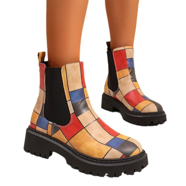 Printed Plus-Size Shaft Boots For Women