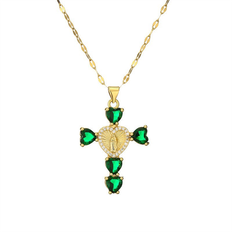 Fashionable Personalized Cross Pendant With Colorful Zircon