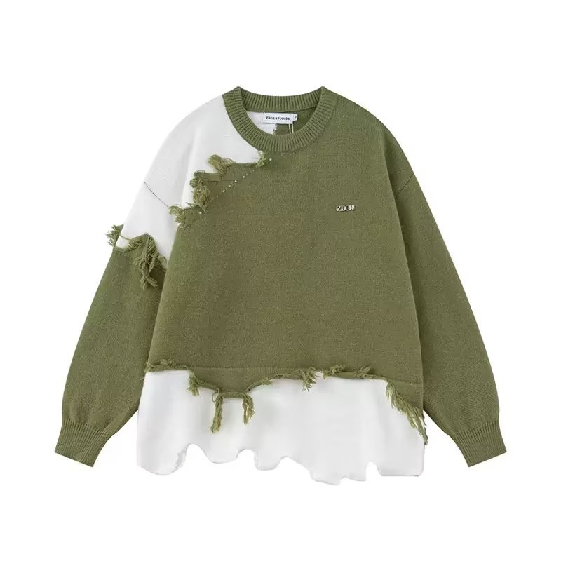 Mens Relaxedfit HighendDesignforward Color-block Knit Couples Sweater