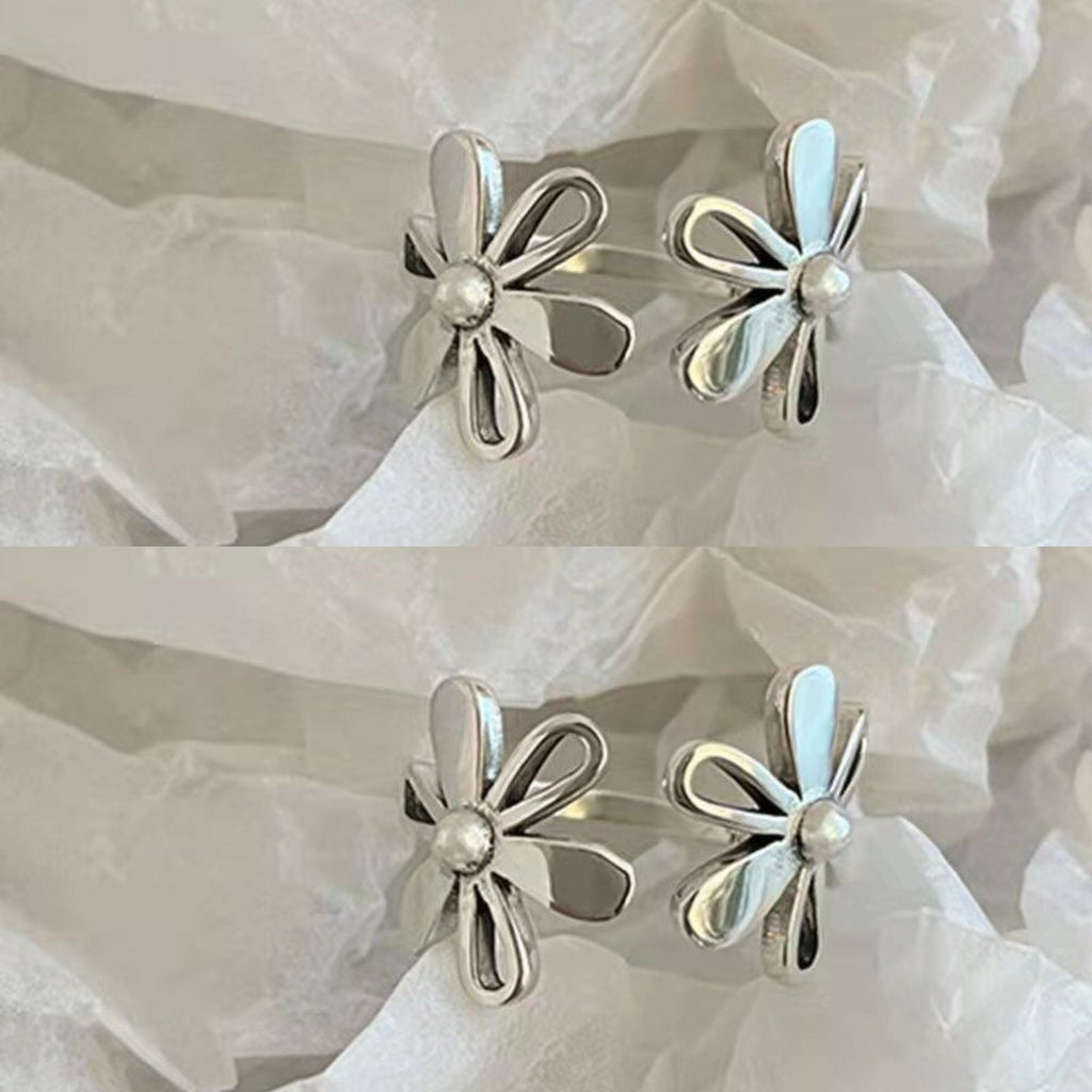 Bohemian Hollow Flower Stainless Steel Ring, Eco-friendly Material, Color Retention, Women's Fashion Jewelry, Personalized All-match & Exaggerated Style