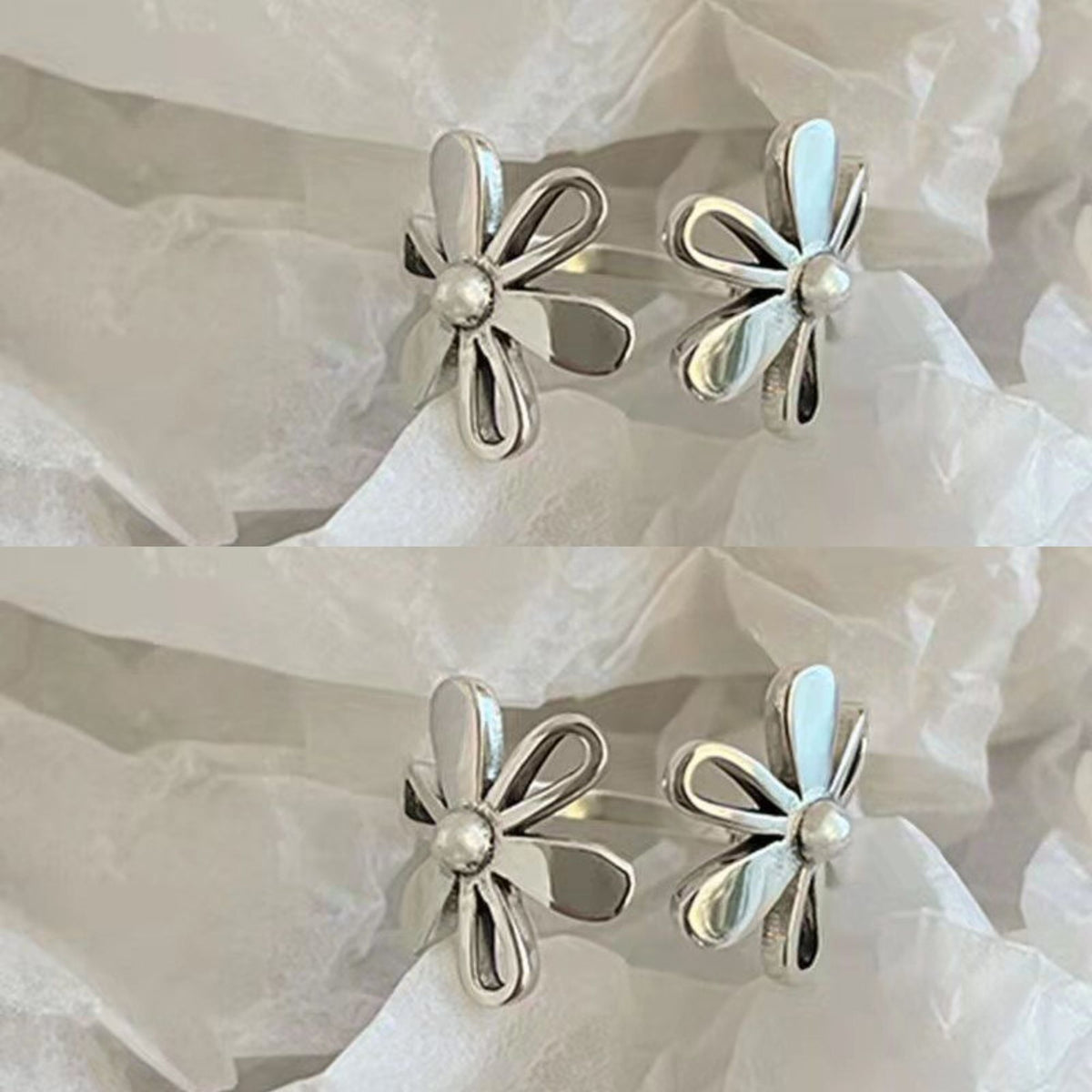 Bohemian Hollow Flower Stainless Steel Ring, Eco-friendly Material, Color Retention, Women's Fashion Jewelry, Personalized All-match & Exaggerated Style