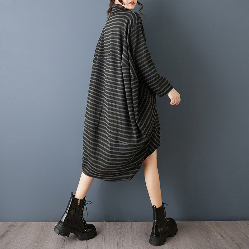 Womens Relaxed, Versatile High-neck Asymmetrical Dress