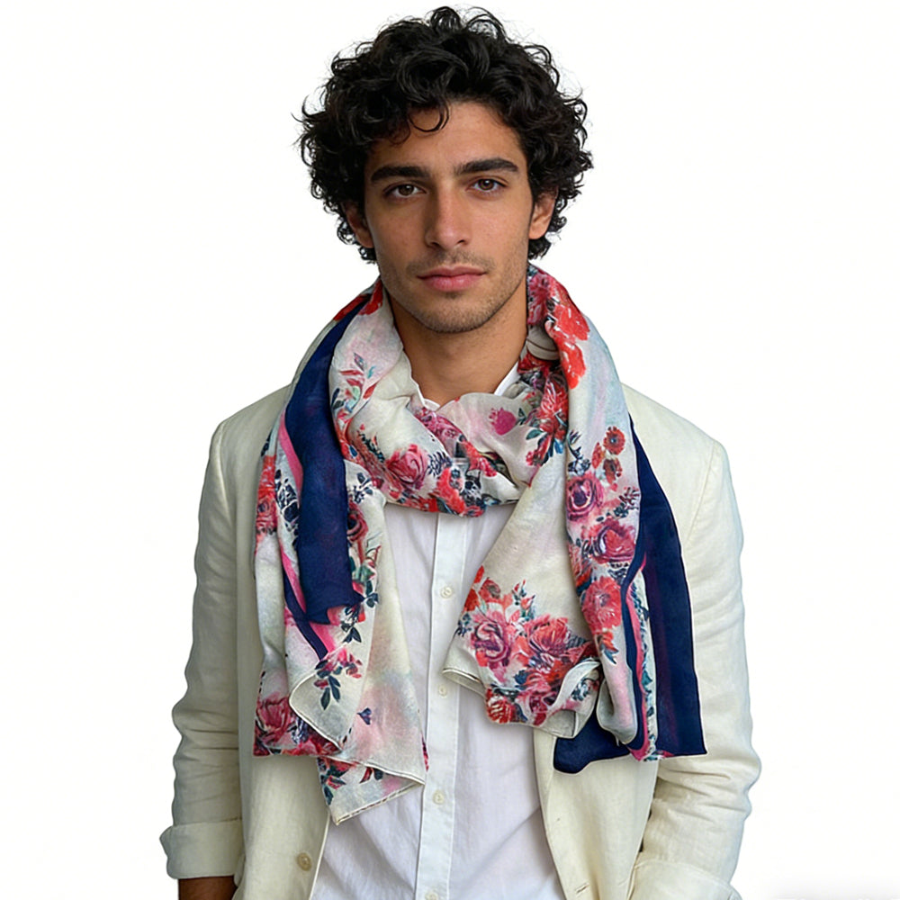 2pcs Extra Long Chic Floral Lightweight And Stylish Wrap Scarf ,Luxe Look For Evening Wear,Scarf,vacation,daily Life,evening Party,Office Appropriate Subtlety For Women Men