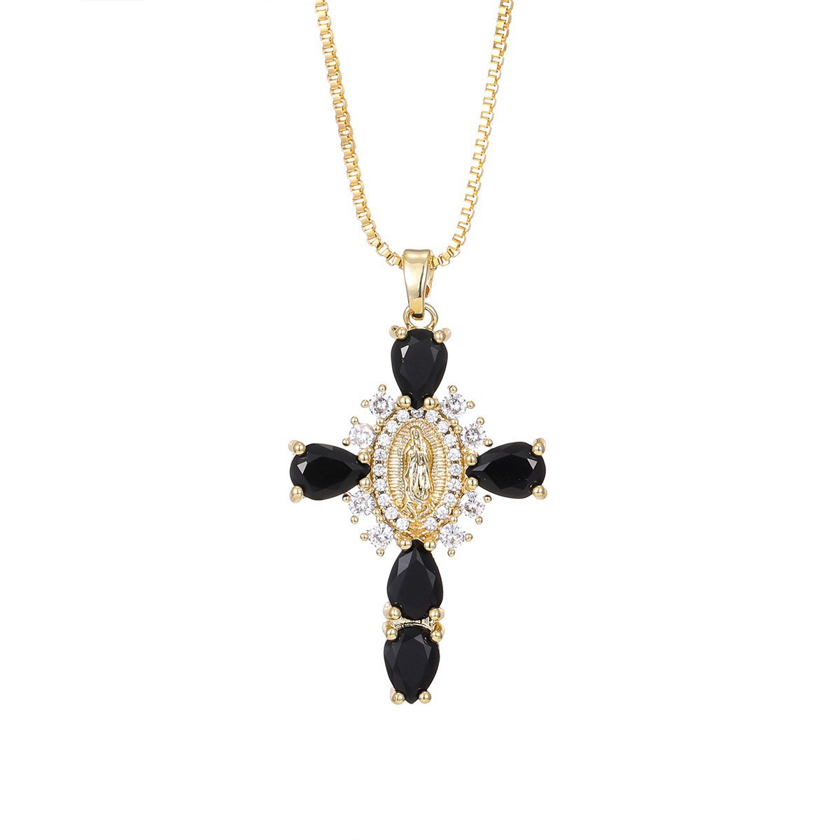Fashionable Personalized Cross Pendant With Colorful Zircon