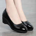 Soft-leather Mid- To Late-life Mom Shoes Comfortable Wedge Leather Shoes