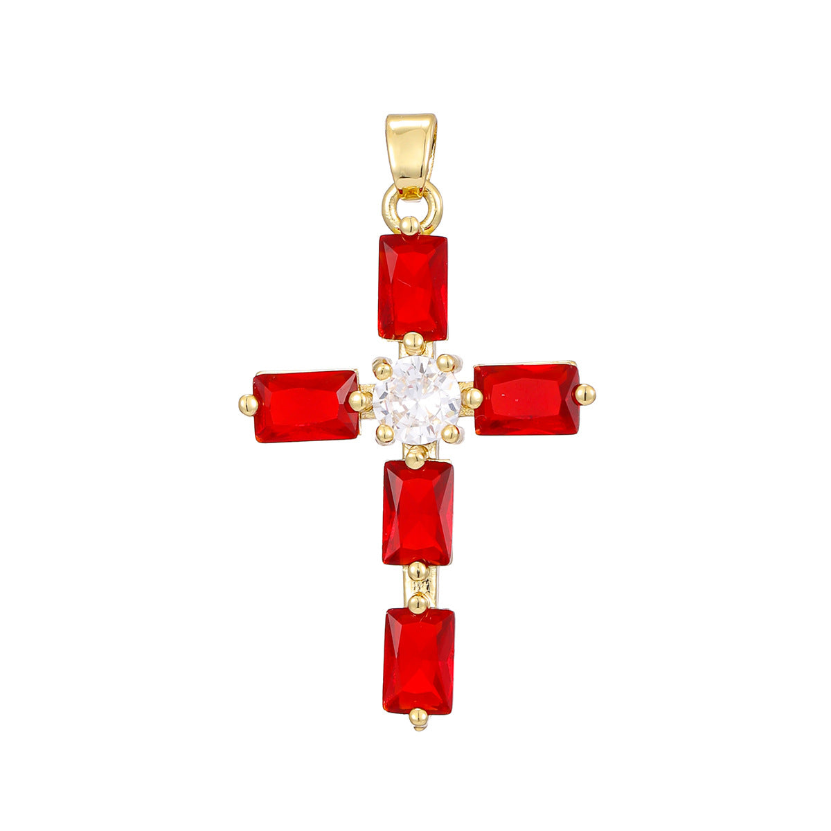 Fashionable Personalized Cross Pendant With Colorful Zircon