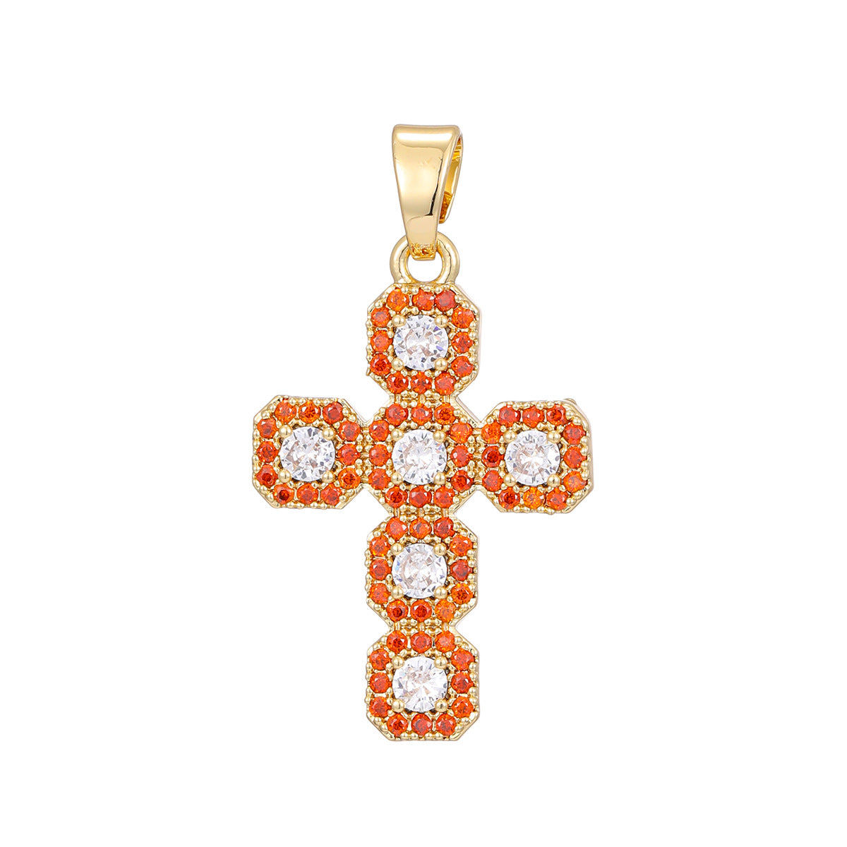 Fashionable Personalized Cross Pendant With Colorful Zircon