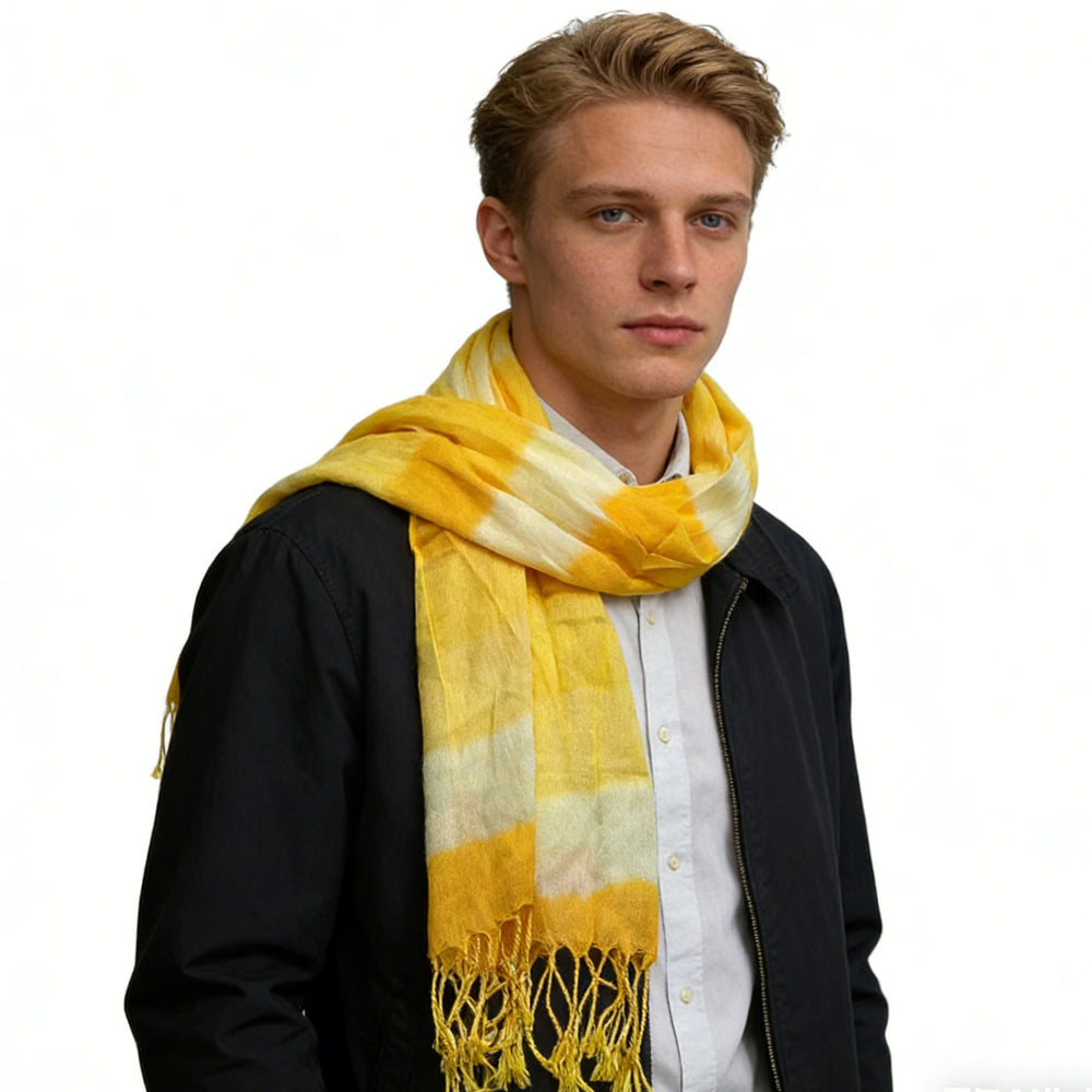 2pcs Sunshine Boho Scarf,Sunny Yellow Floral Pattern Printed Scarf