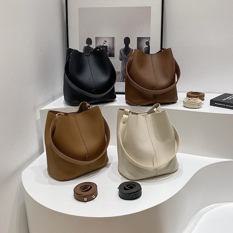 Sophisticated Winter Bucket Bag Set A Versatile Minimalist Single-shoulder Crossbody Bag