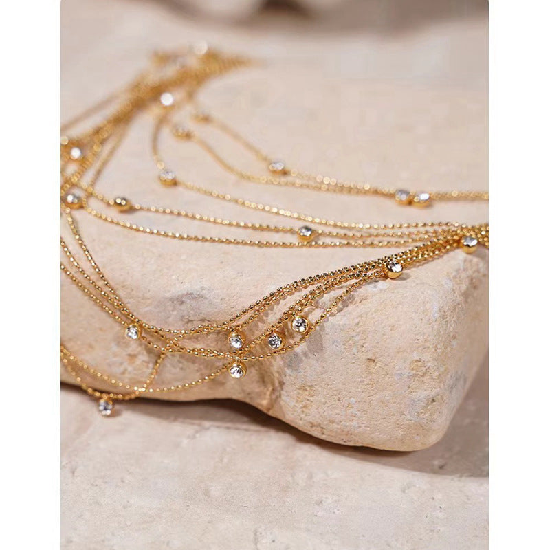 Affordable Luxury Niche And Vintage Zircon Clavicle Necklace With A High-end Sophisticated Vibe