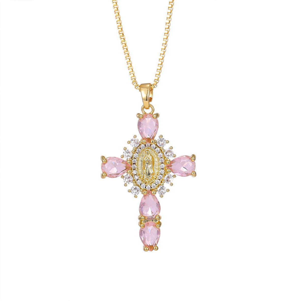 Fashionable Personalized Cross Pendant With Colorful Zircon