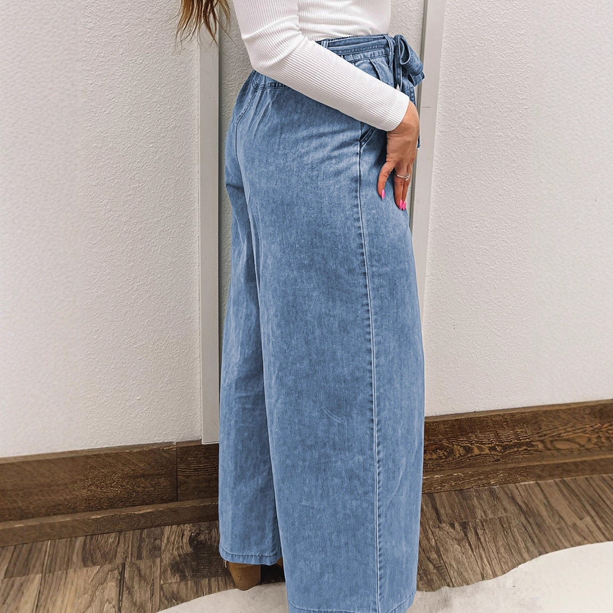 Multi-functional Denim Jeans With Bow Details, Designed Specifically For Women