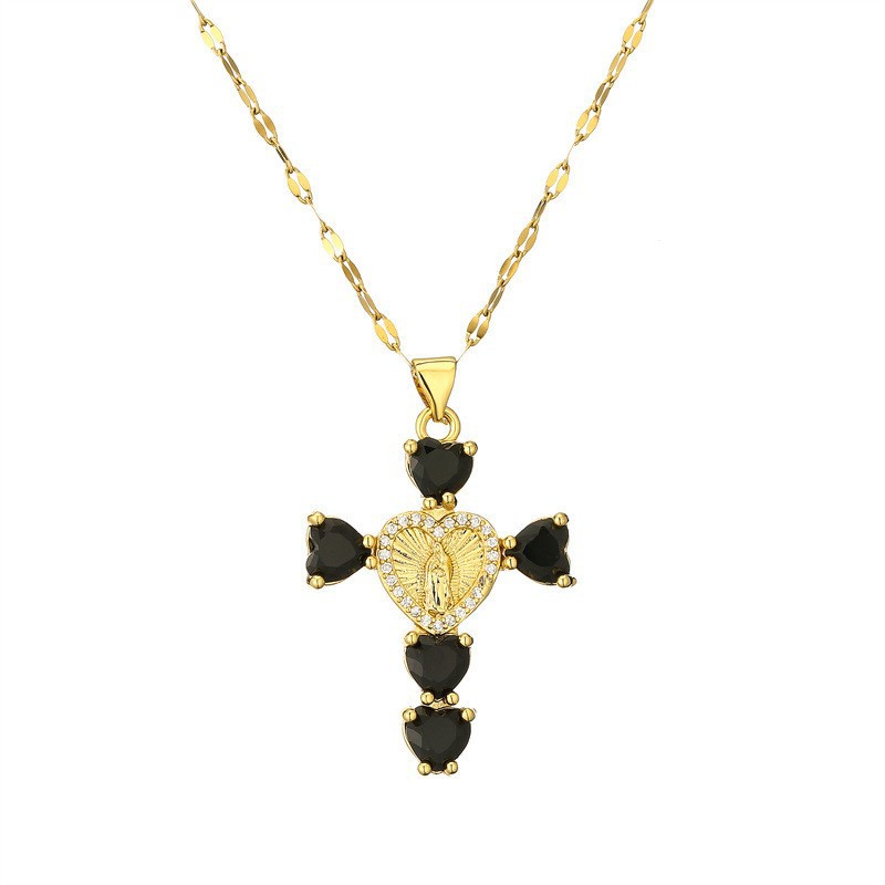 Fashionable Personalized Cross Pendant With Colorful Zircon