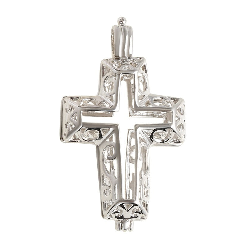 Pearl Handcrafted Cross Pendant Necklace Accessory That Can Be Opened