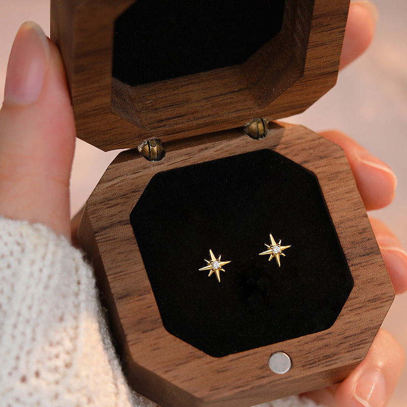 Fashionable Octagonal Star Earrings Simple Elegant And Versatile