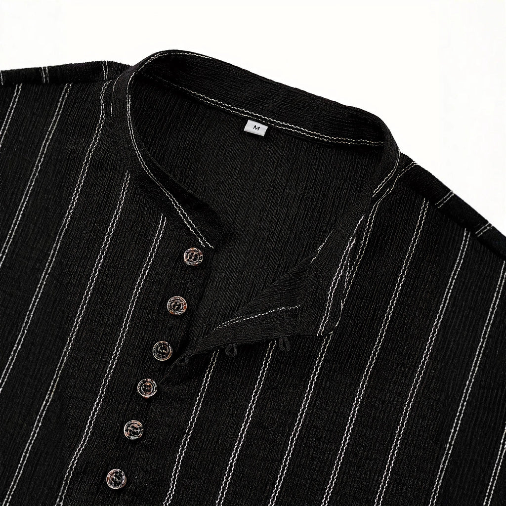 FallWinter Casual Striped Crew-neck Single-breasted Long-sleeve Top