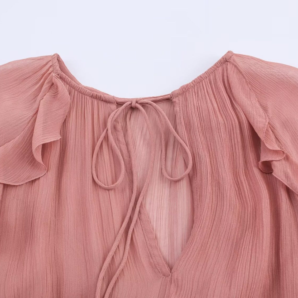 Fashionable Flared Long-sleeve Ruffled Dress