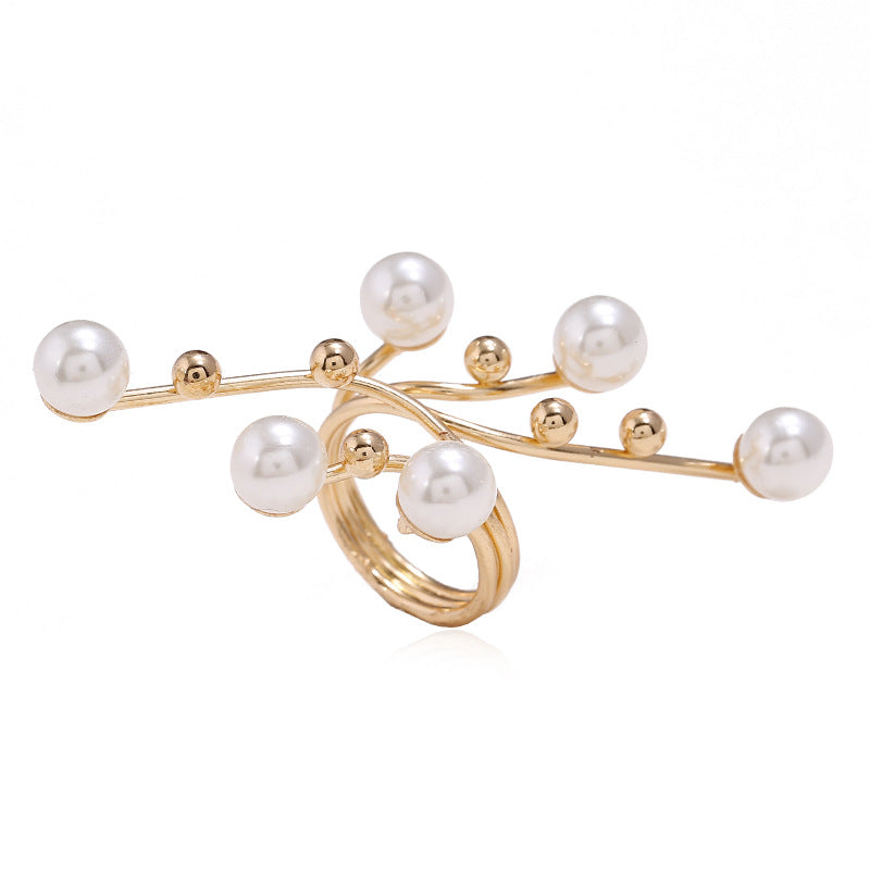 Fashionable Trendy Geometric Pearl Ring For Women