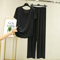Womens Casual Loose Plus-Size Short-Sleeve Pants Set