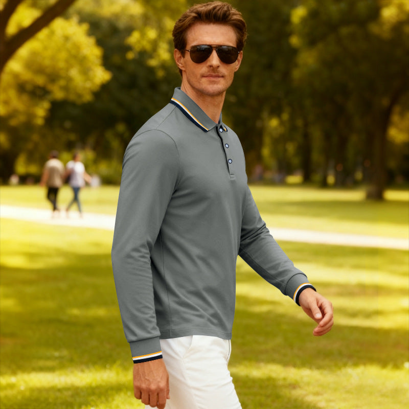 Mens Casual Jacquard Polo Shirtquick-drying Breathable
