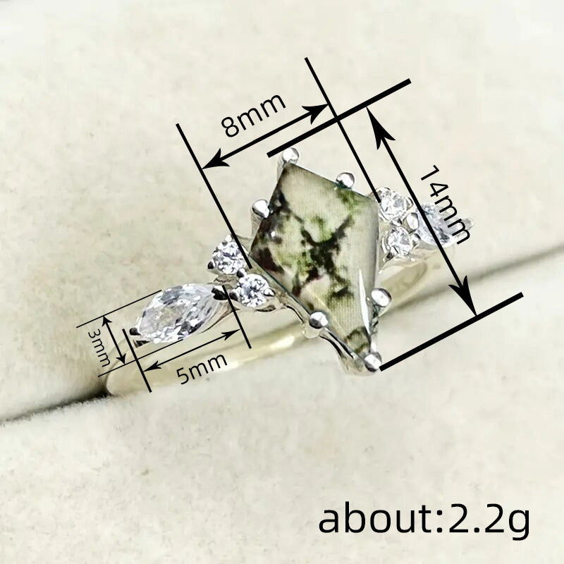 Quadrilateral Ring With Micro-pave Setting Featuring Simulated Natural Gemstones