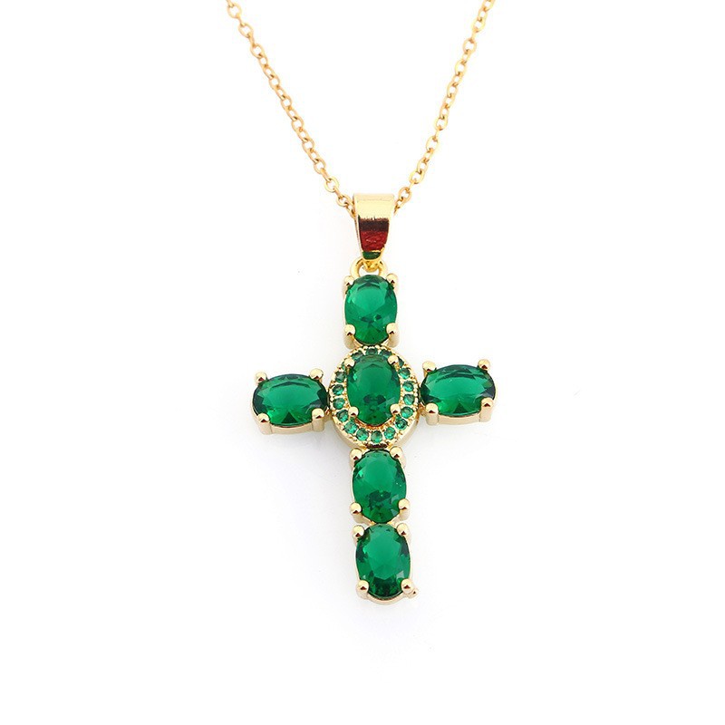 Fashionable Personalized Cross Pendant With Colorful Zircon