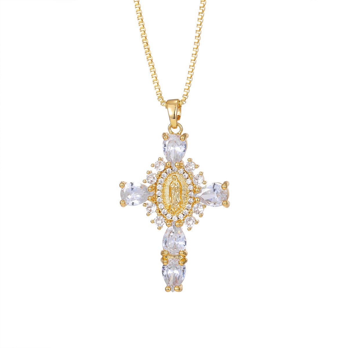 Fashionable Personalized Cross Pendant With Colorful Zircon