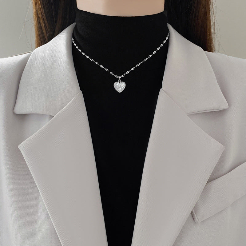Extremely Simple Double-sided Heart-shaped Furnace Necklace