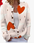 Digital-print Cardigan Knitted Jacket Faux Sweater For Women
