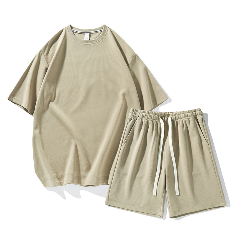 Mens Summer Ice Silk Lightweight Casual Short-Sleeve Shorts Sports Suit  New Arrival