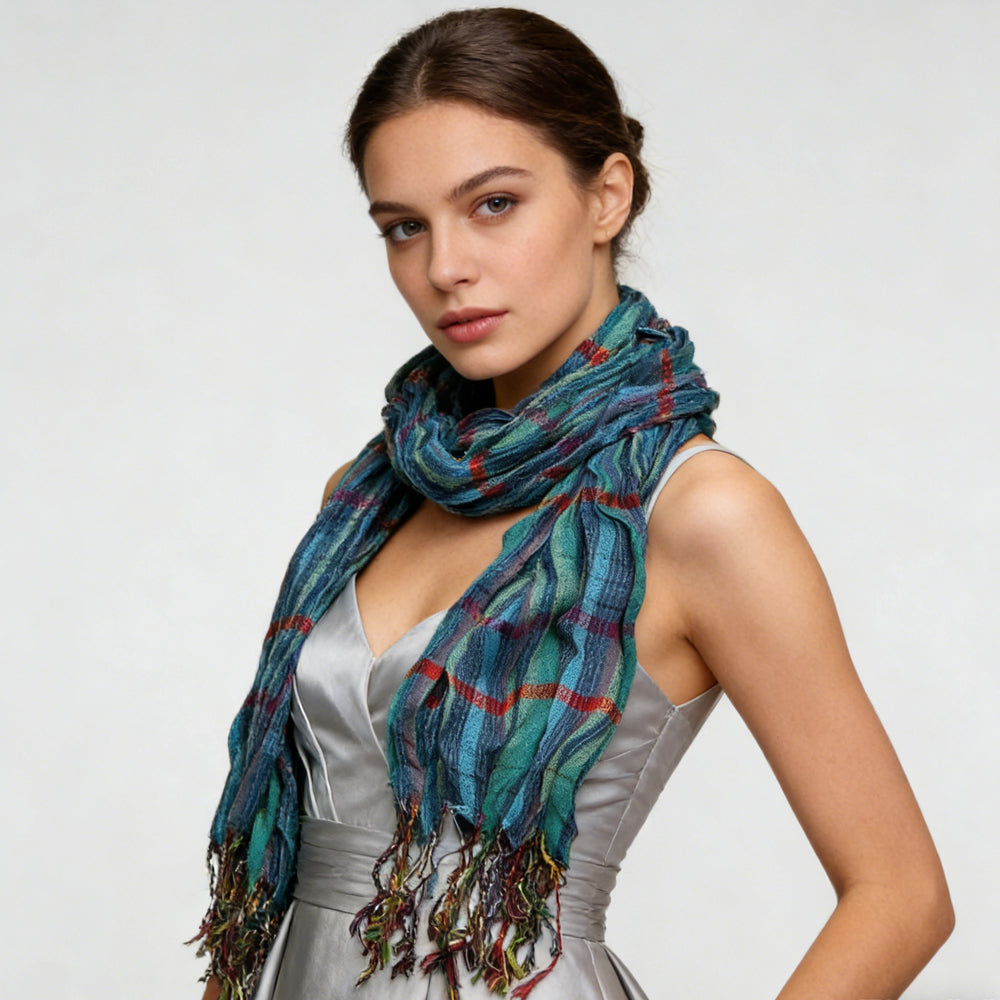 2pcs  Extra Length Navy Jacquard Heavy Textured Scarf ,vacation,daily Life,evening Party,Office Appropriate Subtlety For Women Men