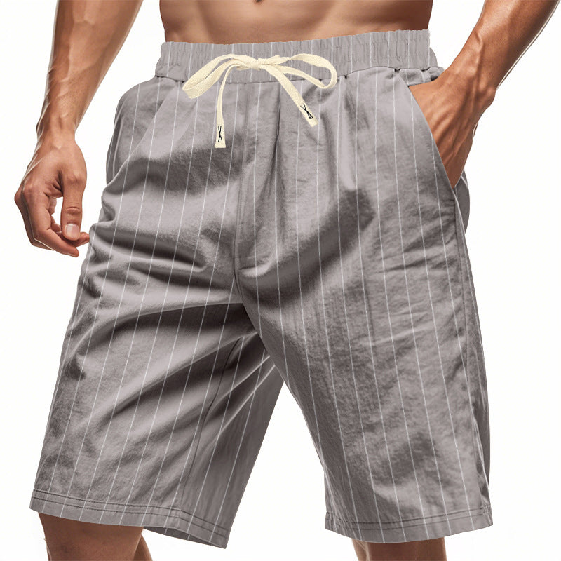 Mens Relaxed-fit Breathable American-style Linen Shorts For The Beach