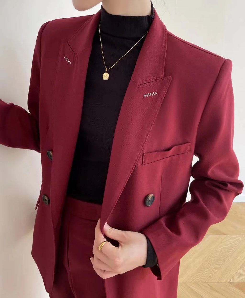 Classic elegant women's wool business style trouser suit