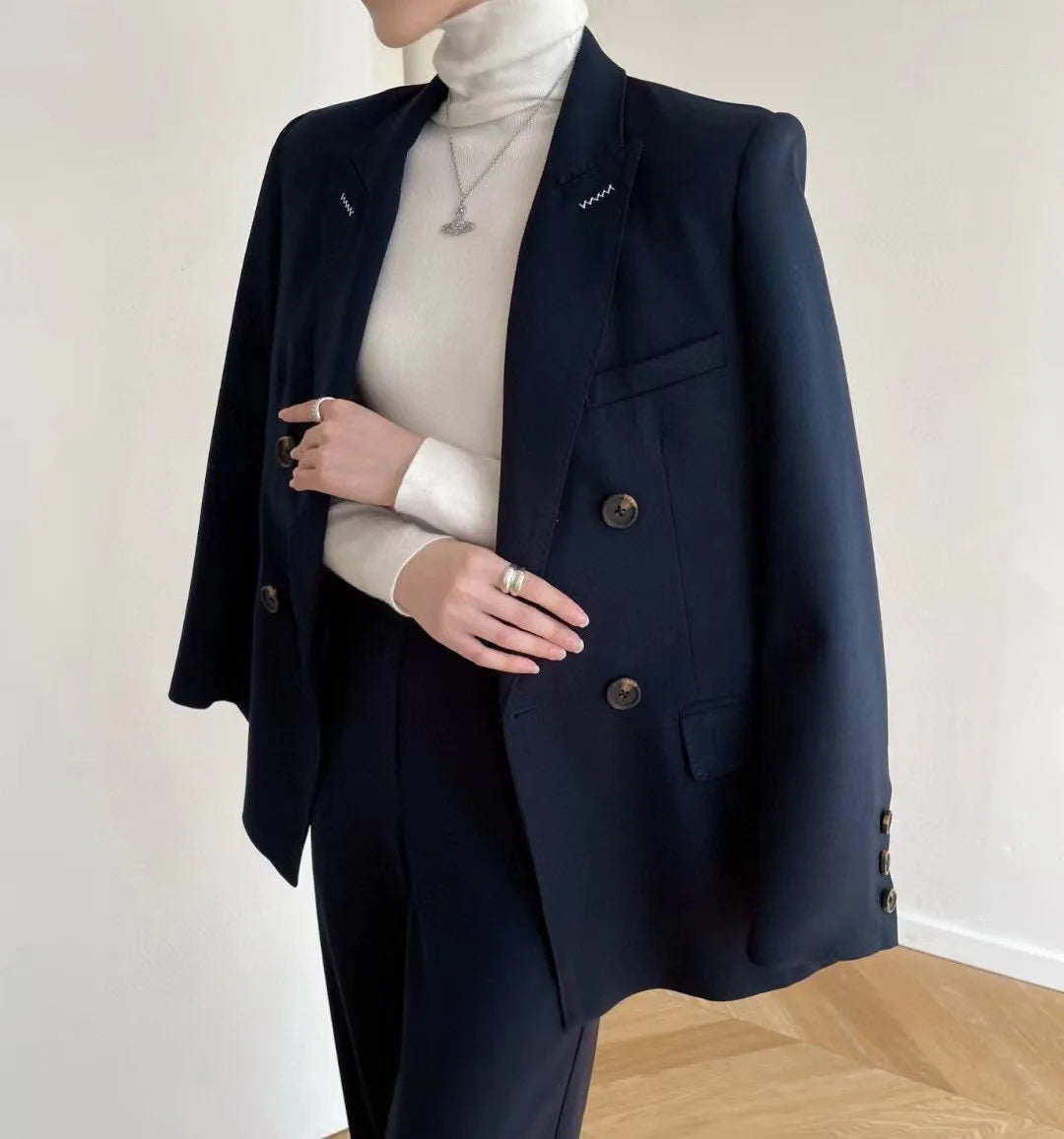 Classic elegant women's wool business style trouser suit