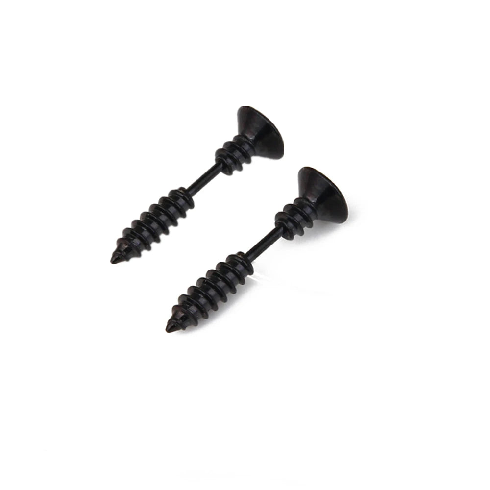 Black Punk Stainless Surgical Steel Stud Earrings For Men Women Small Vintage Hip Hop Ear Jewelry Accessories Earrings Wholesale
