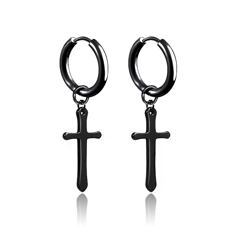 Black Punk Stainless Surgical Steel Stud Earrings For Men Women Small Vintage Hip Hop Ear Jewelry Accessories Earrings Wholesale