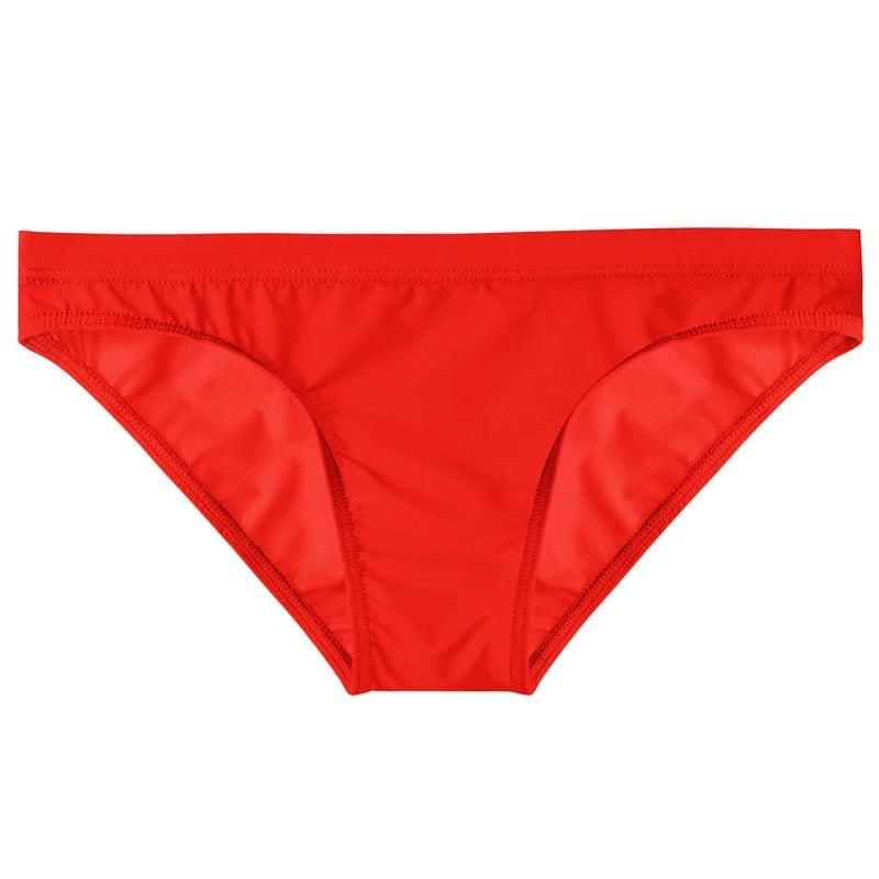 Men Underwear Ice Silk Solid Color Briefs Sexy Transparent Silky Quick Dry U Bulge Pouch Panties Mid Waist Male Underpants Cueca