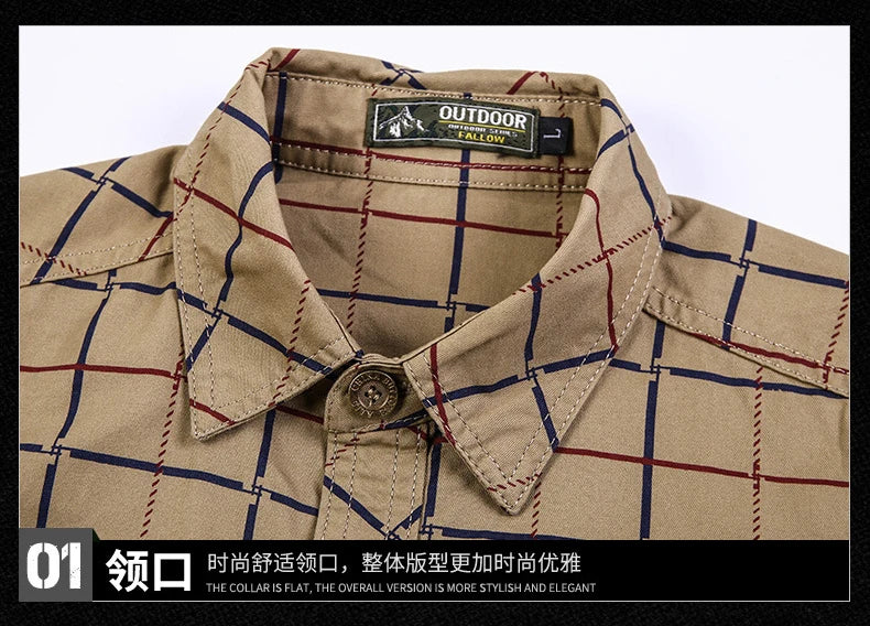 Summer Men's Plaid Shirt Short Sleeve Streetwear Pure Cotton Oversized Casual Shirts Men Clothing Hawaiian Shirt 5XL A2F5009