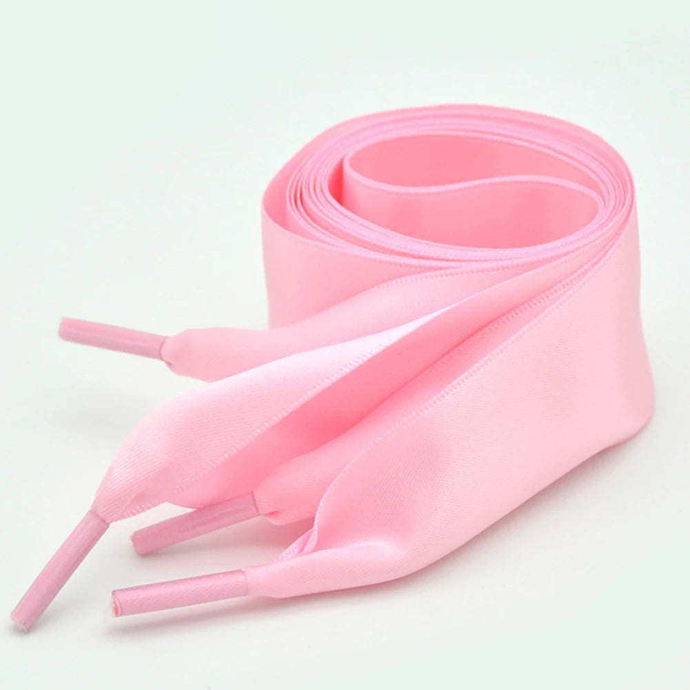 1Pair 4cm Width 90CM Flat  Satin Silk Ribbon Shoelaces Polyester Shoe Laces Sneaker Sport Shoes Lace Strings