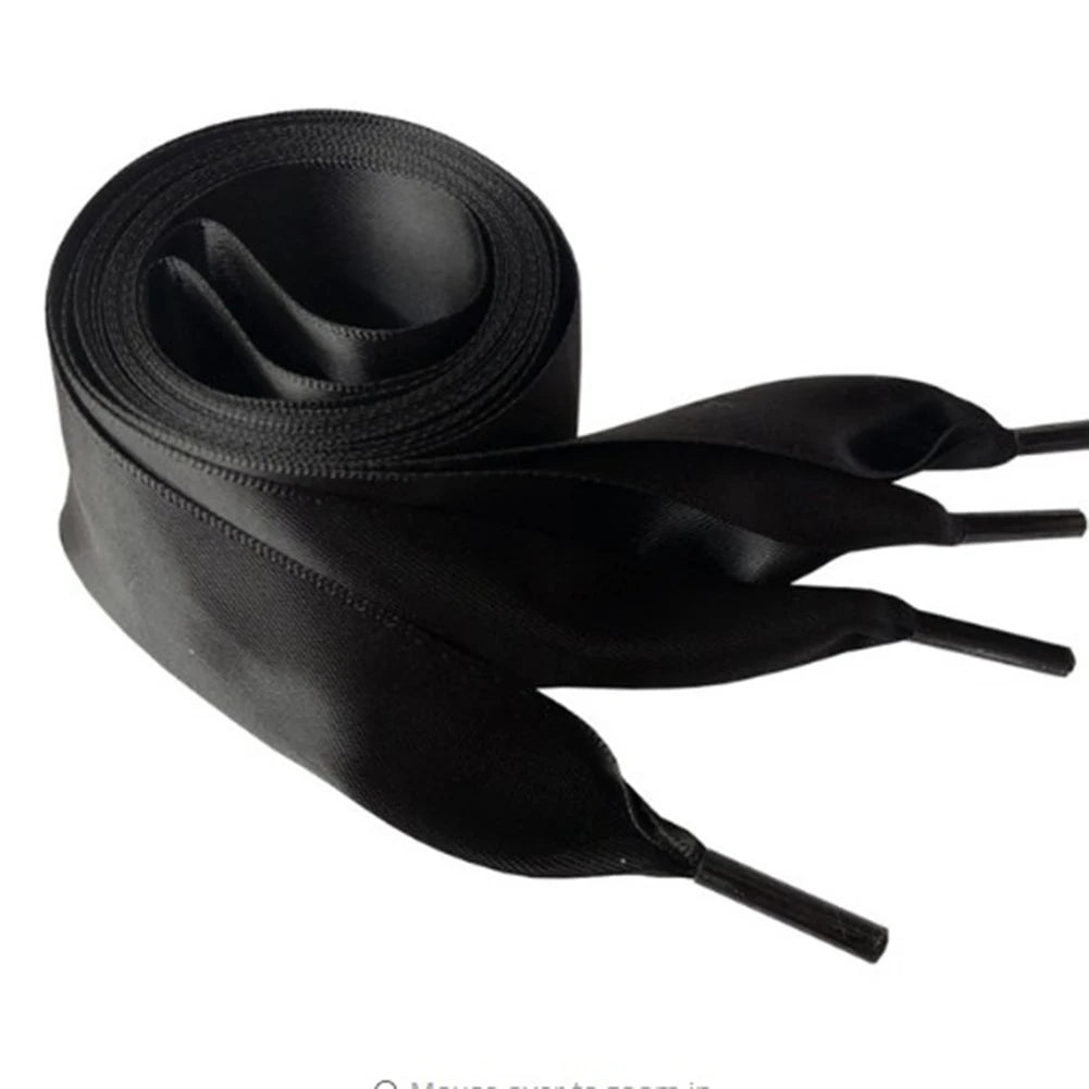 1Pair 4cm Width 90CM Flat  Satin Silk Ribbon Shoelaces Polyester Shoe Laces Sneaker Sport Shoes Lace Strings