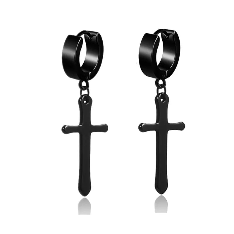 Black Punk Stainless Surgical Steel Stud Earrings For Men Women Small Vintage Hip Hop Ear Jewelry Accessories Earrings Wholesale
