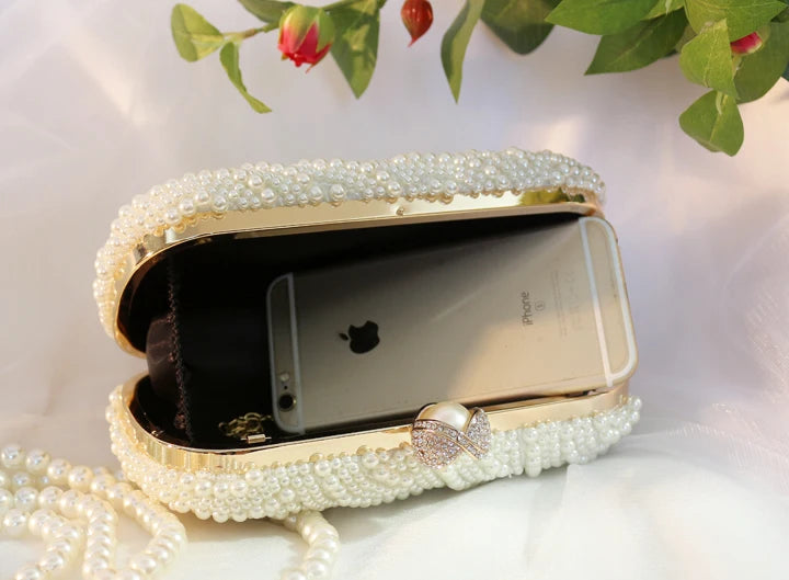 Pearl Clutch Bags Women Purse Ladies white Hand Bags Evening Bags for Party Wedding black Shoulder Bag Bolsa Feminina