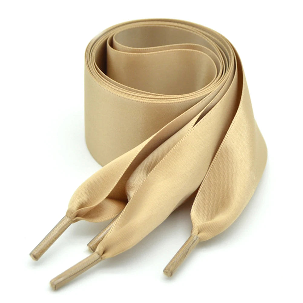 1Pair 4cm Width 90CM Flat  Satin Silk Ribbon Shoelaces Polyester Shoe Laces Sneaker Sport Shoes Lace Strings