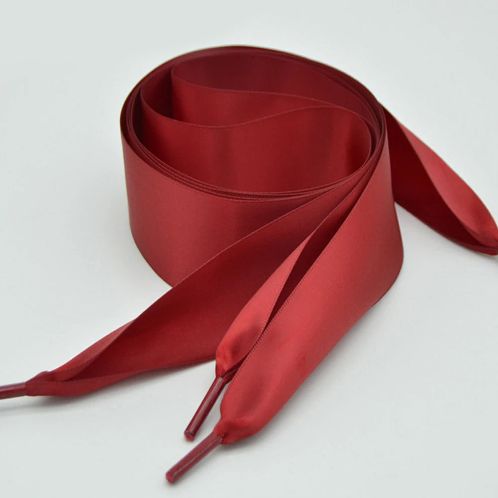 1Pair 4cm Width 90CM Flat  Satin Silk Ribbon Shoelaces Polyester Shoe Laces Sneaker Sport Shoes Lace Strings