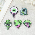 10 Pcs Halloween Charms Zombie Brain Heart Mouth Eyeball and Gravestone Acrylic Jewlery Findings For Jewelry Diy